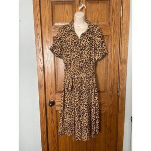 Ava & Viv Leopard Print Midi Dress Polyester Womens X